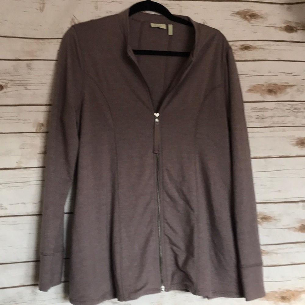 LOGO • Lori Goldstein lounge taupe zip hoodie